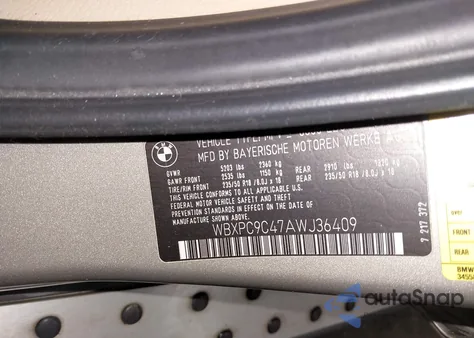 2010 BMW X3 xDrive30I z USA, uszkodzony, nr VIN WBXPC9C47AWJ36409